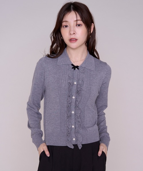 MISCH MASCH(ミッシュマッシュ)の「2026秋冬新作 フロントフリル長袖カーディガン(ニット/セーター・レディース・アイボリー/グレー・フリ-)」の11枚目の写真