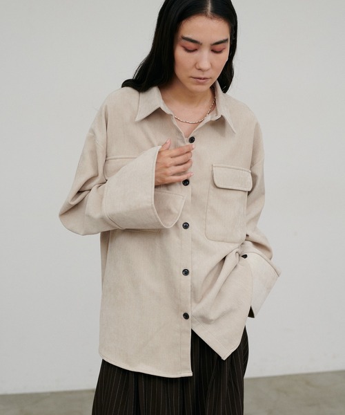 LARUTA(ラルータ)の「【LARUTA】ベロアデニムオーバーサイズシャツ(シャツ/ブラウス・レディース・ネイビー/ブラウン/アイボリー・FREE)」の18枚目の写真