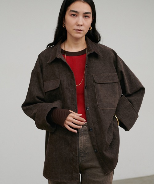 LARUTA(ラルータ)の「【LARUTA】ベロアデニムオーバーサイズシャツ(シャツ/ブラウス・レディース・ネイビー/ブラウン/アイボリー・FREE)」の21枚目の写真