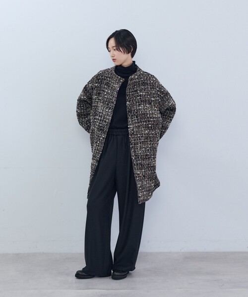ADIEU TRISTESSE（アデュートリステス）の「ツイードノーカラーコート（その他アウター・レディース・ブラウン系その他・38）」の2枚目の写真