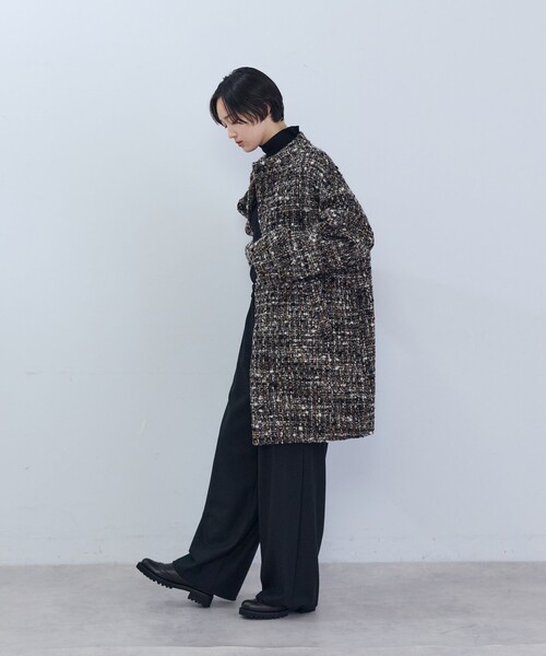 ADIEU TRISTESSE（アデュートリステス）の「ツイードノーカラーコート（その他アウター・レディース・ブラウン系その他・38）」の4枚目の写真