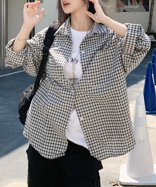 ReRe(リリ)の「チェック柄オーバーサイズ長袖シャツ(シャツ/ブラウス・レディース・チェック・FREE)」の7枚目の写真