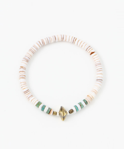 SunKu（サンク）の「Heishi Shell Bracelet（ブレスレット・メンズ・ホワイト/ブラウン/ダークブラウン・FREE）」の6枚目の写真