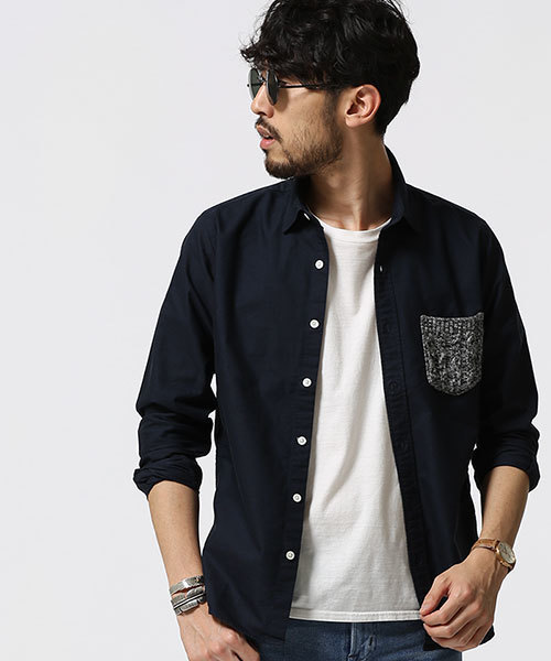 NANO universe（ナノユニバース）の「Knit PKシャツ LS（シャツ/ブラウス・メンズ・グレー/ホワイト/ネイビー・X-LARGE/MEDIUM/SMALL/LARGE）」の3枚目の写真