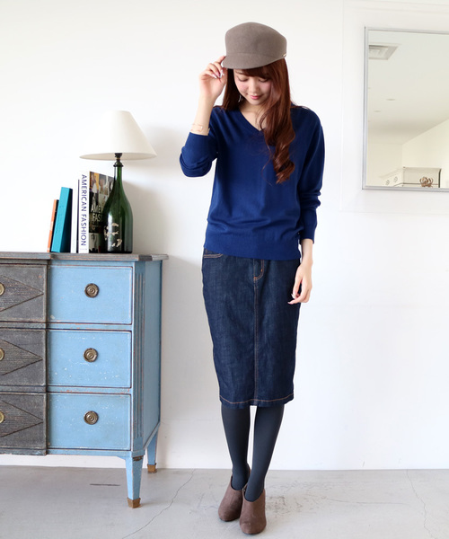 N.（N. Natural Beauty Basic）（エヌエヌナチュラルビューティーベーシック）の「デニムタイトスカート（デニムスカート・レディース・ネイビー・SMALL/MEDIUM）」の3枚目の写真