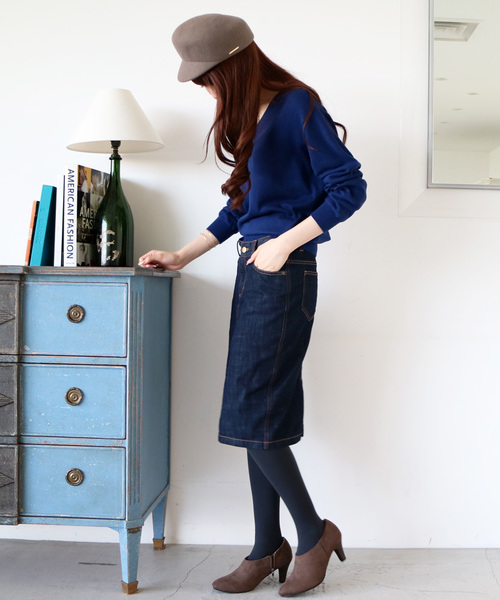 N.（N. Natural Beauty Basic）（エヌエヌナチュラルビューティーベーシック）の「デニムタイトスカート（デニムスカート・レディース・ネイビー・SMALL/MEDIUM）」の6枚目の写真