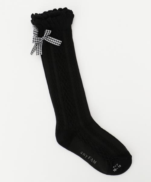 Any Fam エニィファム の Kids雑貨 ハイソックスケーブルリボン 靴下 ソックス 靴下 Wear