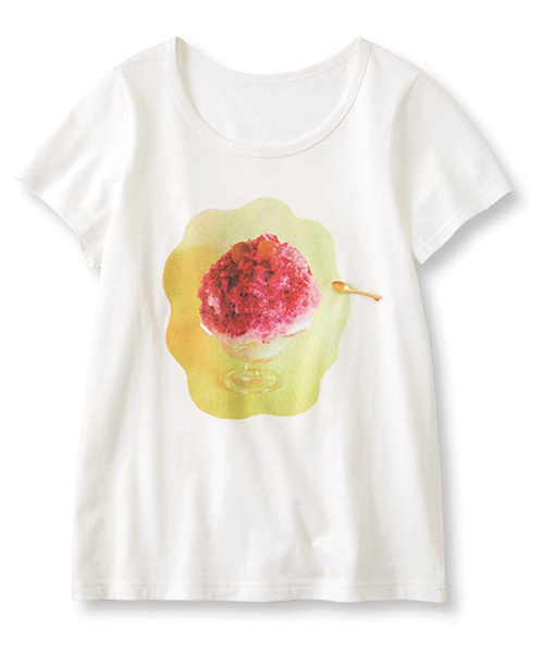 シロップ.(シロップ.)の「ひみつ堂コラボ いただきまぁす♪かき氷Tシャツ(Tシャツ/カットソー・レディース・ホワイト×グリーン/ホワイト×レッド/ホワイト×ピンク・X-LARGE/XX-LARGE/MEDIUM/LARGE/SMALL)」の2枚目の写真
