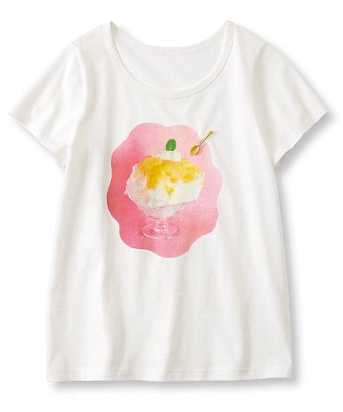 シロップ.(シロップ.)の「ひみつ堂コラボ いただきまぁす♪かき氷Tシャツ(Tシャツ/カットソー・レディース・ホワイト×グリーン/ホワイト×レッド/ホワイト×ピンク・X-LARGE/XX-LARGE/MEDIUM/LARGE/SMALL)」の3枚目の写真