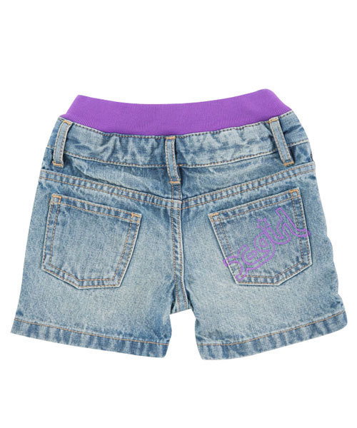 X-girl Stages（エックスガールステージス）の「LIGHT  DENIM  HALF  PANT (4T～6T)（デニムパンツ・キッズ・ブルー/インディゴブルー・4T/5T/6T）」の4枚目の写真