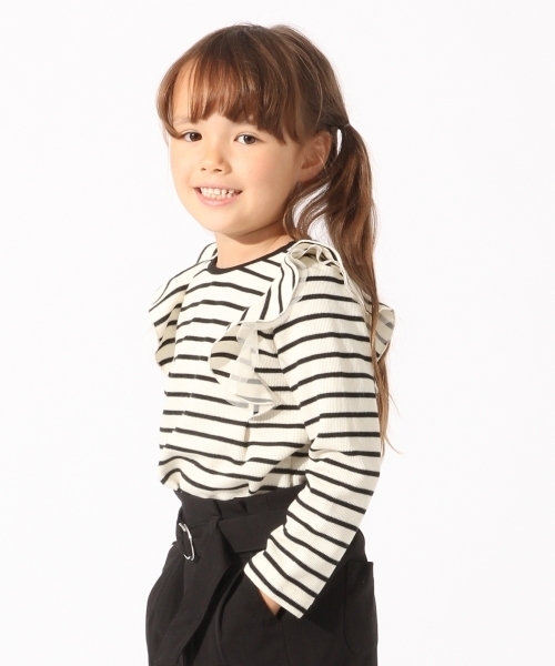 GLOBAL WORK（グローバルワーク）の「【キッズ】ラッフルスリーブＴ長袖/764143（Tシャツ/カットソー・キッズ・ピンク/その他1/ネイビー・LARGE/SMALL/XX-LARGE/X-LARGE/MEDIUM）」の3枚目の写真