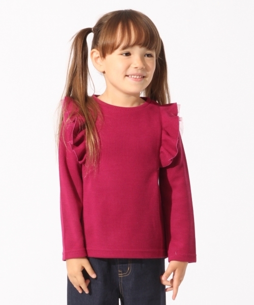 GLOBAL WORK（グローバルワーク）の「【キッズ】ラッフルスリーブＴ長袖/764143（Tシャツ/カットソー・キッズ・ピンク/その他1/ネイビー・LARGE/SMALL/XX-LARGE/X-LARGE/MEDIUM）」の2枚目の写真