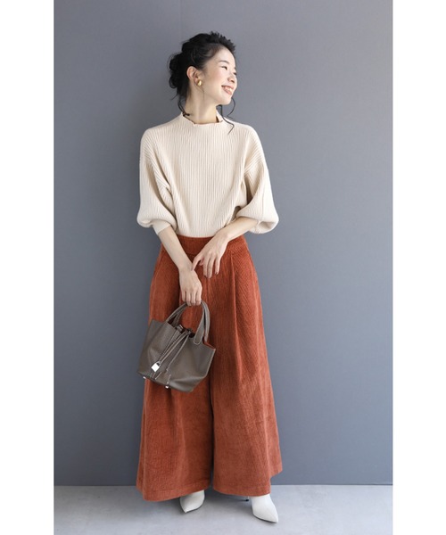 cawaii（カワイイ）の「袖ポワンとオフネックのきれいめリブニットトップス（ニット/セーター・レディース・ブラック/アイボリー/グレー/ピンク/ブラウン/ダークグリーン/ブルー/マジェンタ・M-L/L-XL）」の14枚目の写真