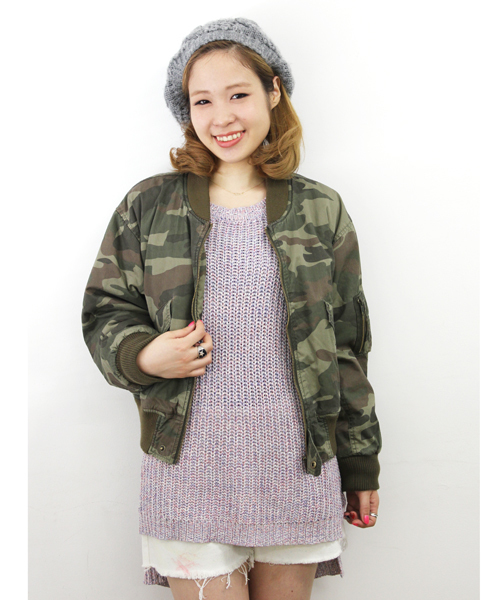 Chico（チコ）の「ルーズMA-1（ブルゾン・レディース・カーキ/ブラック/カモフラージュ・FREE）」の3枚目の写真