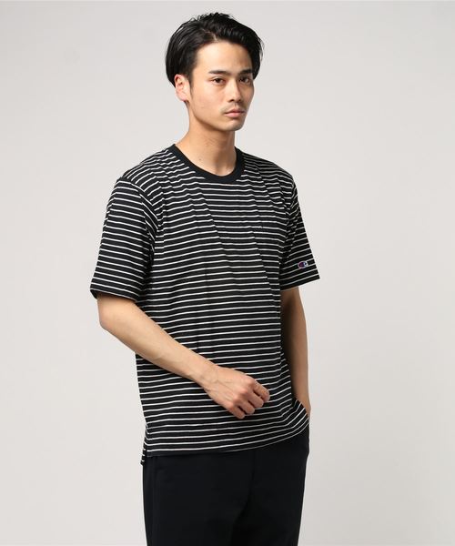 Champion（チャンピオン）の「Champion×SHIPS: 別注 ウォッシュドコットン ドロップテイル ボーダー Tシャツ□（Tシャツ/カットソー・メンズ・ネイビー/ブラック×ホワイト/ホワイト×ネイビー/グレー×ホワイト・SMALL/MEDIUM/LARGE）」の15枚目の写真