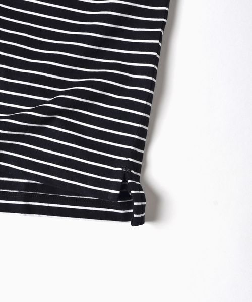 Champion（チャンピオン）の「Champion×SHIPS: 別注 ウォッシュドコットン ドロップテイル ボーダー Tシャツ□（Tシャツ/カットソー・メンズ・ネイビー/ブラック×ホワイト/ホワイト×ネイビー/グレー×ホワイト・SMALL/MEDIUM/LARGE）」の9枚目の写真