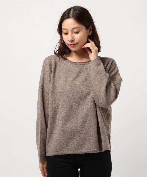 Samansa Mos2（サマンサ モスモス）の「ボートネックプルオーバー（ニット/セーター・レディース・ネイビー/オフホワイト/ミント/モカ/キナリ・ﾌﾘ-）」の3枚目の写真