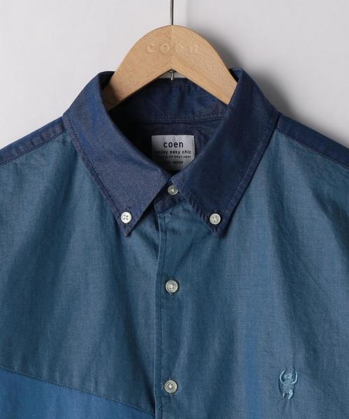 coen（コーエン）の「ブロック切り替えボタンダウンシャツ（シャツ/ブラウス・メンズ・ネイビー・MEDIUM/LARGE/X-LARGE/SMALL）」の3枚目の写真