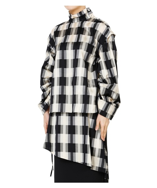 LE CIEL BLEU(ルシェルブルー)の「チェックハイネックトップス(シャツ/ブラウス・レディース・ブラック/グリーン・38/36)」の19枚目の写真