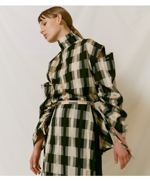 LE CIEL BLEU(ルシェルブルー)の「チェックハイネックトップス(シャツ/ブラウス・レディース・ブラック/グリーン・38/36)」の14枚目の写真