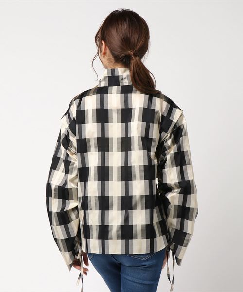 LE CIEL BLEU(ルシェルブルー)の「チェックハイネックトップス(シャツ/ブラウス・レディース・ブラック/グリーン・38/36)」の4枚目の写真