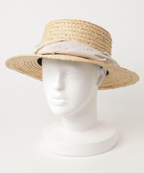 AMERICAN HOLIC（アメリカンホリック）の「ラフィアブレードカンカン帽（ハット・レディース・ブラック/オレンジ/アイボリー/グレー・FREE）」の8枚目の写真