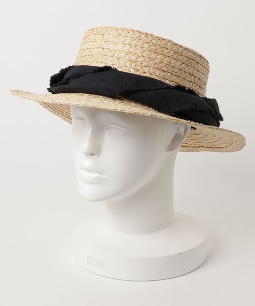 AMERICAN HOLIC（アメリカンホリック）の「ラフィアブレードカンカン帽（ハット・レディース・ブラック/オレンジ/アイボリー/グレー・FREE）」の10枚目の写真