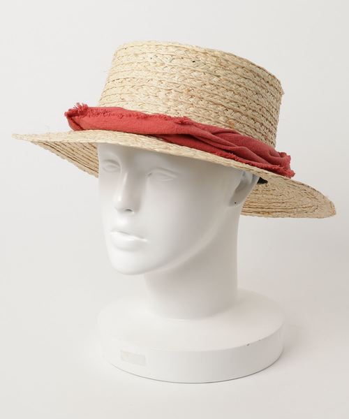 AMERICAN HOLIC（アメリカンホリック）の「ラフィアブレードカンカン帽（ハット・レディース・ブラック/オレンジ/アイボリー/グレー・FREE）」の4枚目の写真