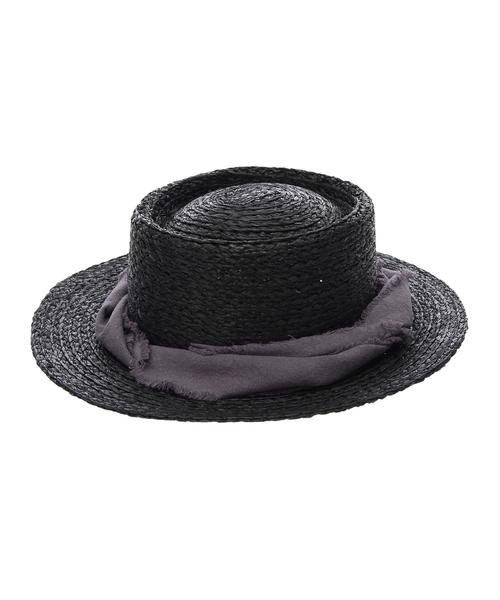 AMERICAN HOLIC（アメリカンホリック）の「ラフィアブレードカンカン帽（ハット・レディース・ブラック/オレンジ/アイボリー/グレー・FREE）」の7枚目の写真