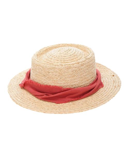 AMERICAN HOLIC（アメリカンホリック）の「ラフィアブレードカンカン帽（ハット・レディース・ブラック/オレンジ/アイボリー/グレー・FREE）」の6枚目の写真