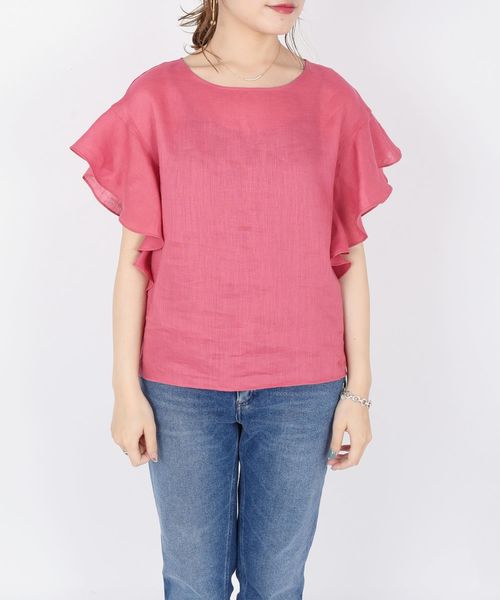 SHIPS（シップス）の「リネンフリルブラウス◇（シャツ/ブラウス・レディース・ライトホワイト/ロイヤルブルー/ピンク・ONE SIZE）」の9枚目の写真