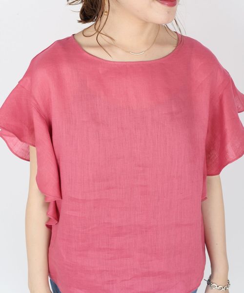 SHIPS（シップス）の「リネンフリルブラウス◇（シャツ/ブラウス・レディース・ライトホワイト/ロイヤルブルー/ピンク・ONE SIZE）」の5枚目の写真