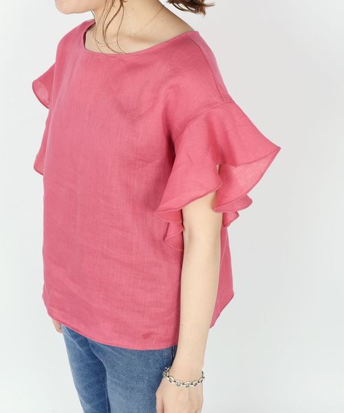 SHIPS（シップス）の「リネンフリルブラウス◇（シャツ/ブラウス・レディース・ライトホワイト/ロイヤルブルー/ピンク・ONE SIZE）」の7枚目の写真