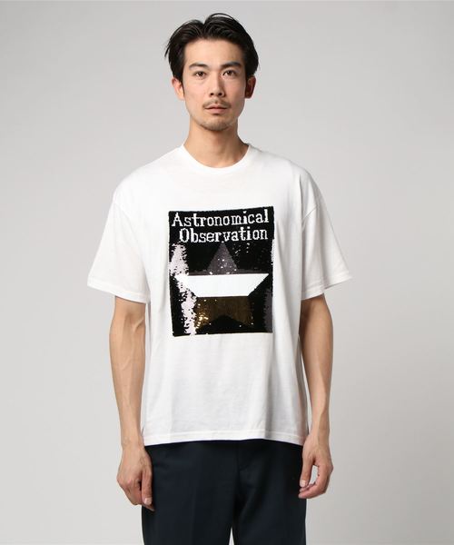 VIBGYOR(ヴィブジョー)の「VIBGYOR Select/ 20/-天竺スパンコールTシャツ(A/1★)(Tシャツ/カットソー・メンズ・ホワイト/ブラック・MEDIUM/X-LARGE/LARGE)」の2枚目の写真