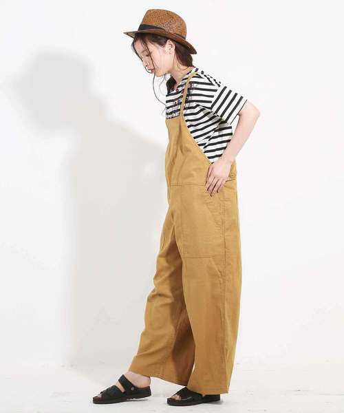 CUBE SUGAR(キューブシュガー)の「綿麻ストレッチサロペットパンツ(サロペット/オーバーオール・レディース・チャコールグレー/オフホワイト/ターコイズブルー/マスタード・M)」の11枚目の写真