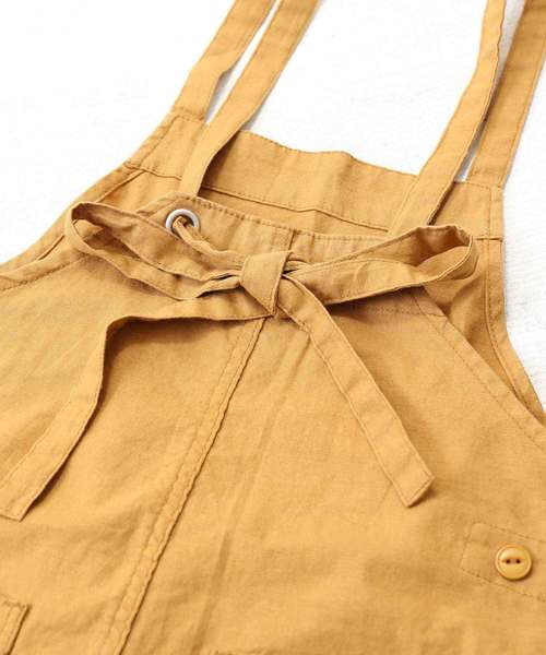 CUBE SUGAR(キューブシュガー)の「綿麻ストレッチサロペットパンツ(サロペット/オーバーオール・レディース・チャコールグレー/オフホワイト/ターコイズブルー/マスタード・M)」の13枚目の写真