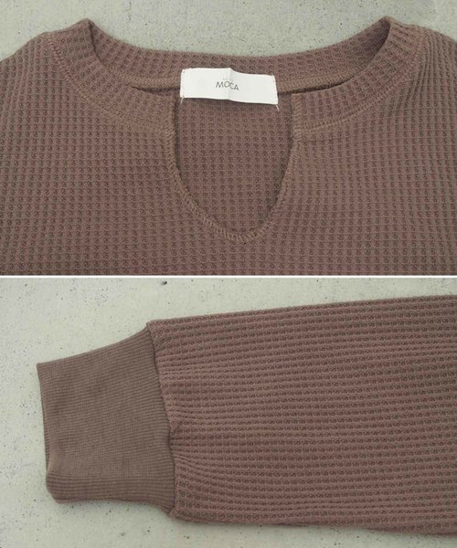 select MOCA（セレクトモカ）の「ワッフルキーネックワンピース/長袖スリットデザインロング丈ワンピース（ワンピース・レディース・ブラック/ブラウン/カーキ/アイボリー・FREE）」の16枚目の写真