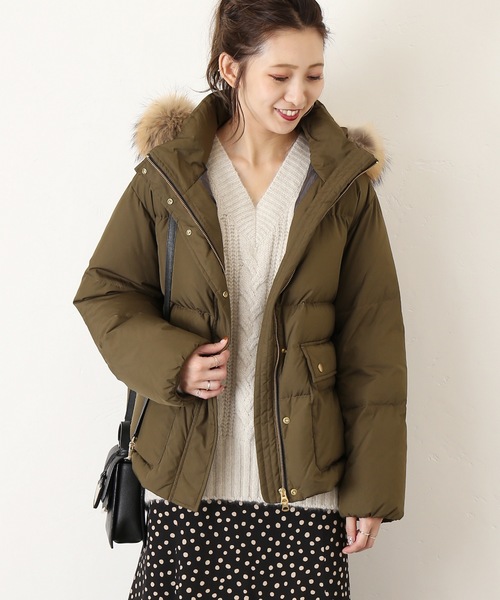 Spick & Span(スピック&スパン)の「フーディッドショートパッファーダウン◆(ダウンジャケット/コート)」|グリーン系その他