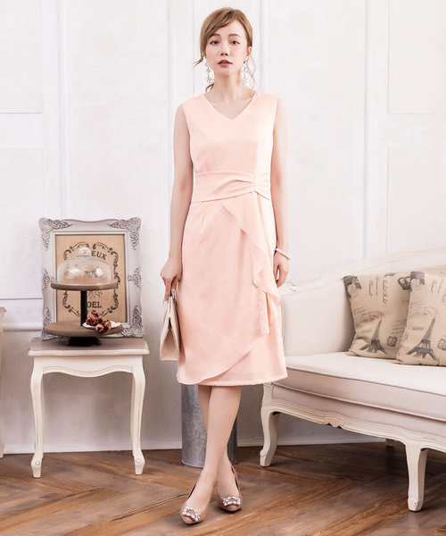 DRESS STAR(ドレス スター)の「結婚式ワンピースダイヤ柄サイドフリルノースリーブワンピース(ドレス・レディース・ライトブルー/ネイビー/ピンク・S/M/L/XL/XXL)」の19枚目の写真