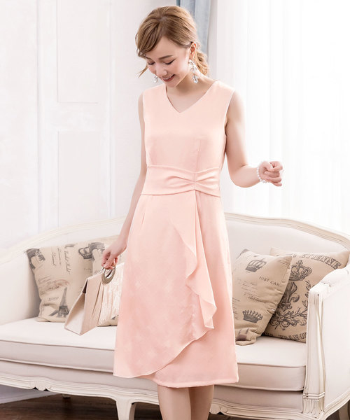 DRESS STAR(ドレス スター)の「結婚式ワンピースダイヤ柄サイドフリルノースリーブワンピース(ドレス・レディース・ライトブルー/ネイビー/ピンク・S/M/L/XL/XXL)」の21枚目の写真