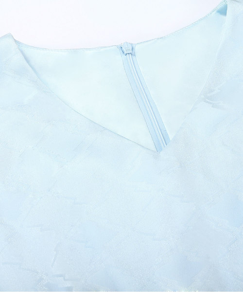 DRESS STAR(ドレス スター)の「結婚式ワンピースダイヤ柄サイドフリルノースリーブワンピース(ドレス・レディース・ライトブルー/ネイビー/ピンク・S/M/L/XL/XXL)」の11枚目の写真