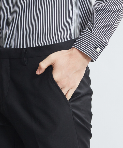 5351 POUR LES HOMMES(ゴーサンゴーイチプールオム)の「ブラックギャバスリムテーパードスラックス(その他パンツ・メンズ・ブラック・44/46/48)」の7枚目の写真