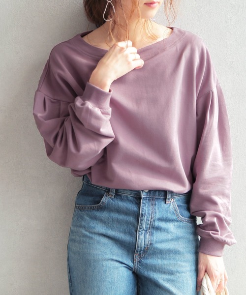 reca（レカ）の「ボートネック ボリュームスウェットカットソー（スウェット・レディース・ベージュ/ネイビー/ライトグレー/オフホワイト/ピンク/カーキ/アイボリー/モカ/ベージュ系その他/ラベンダー/ブラウン系その他/ベージュ系その他2・FREE）」の11枚目の写真