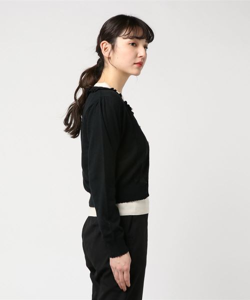 axes femme（アクシーズファム）の「レースデザインニットカーデ（カーディガン/ボレロ・レディース・キナリ/サックスブルー/ブラック/ピンク・MEDIUM）」の9枚目の写真