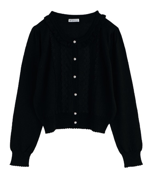 axes femme（アクシーズファム）の「レースデザインニットカーデ（カーディガン/ボレロ・レディース・キナリ/サックスブルー/ブラック/ピンク・MEDIUM）」の3枚目の写真