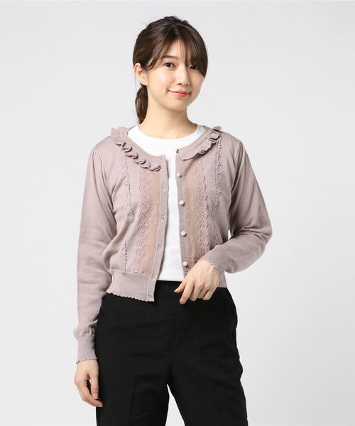 axes femme（アクシーズファム）の「レースデザインニットカーデ（カーディガン/ボレロ・レディース・キナリ/サックスブルー/ブラック/ピンク・MEDIUM）」の10枚目の写真