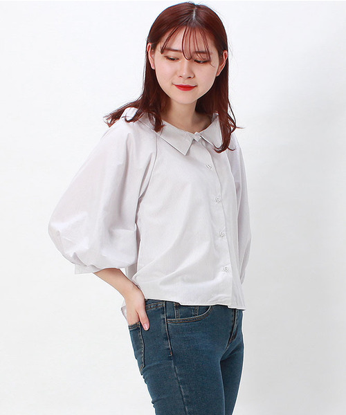 TRUDEA(トルディア)の「衿付きボリュームスリーブシャツブラウス(シャツ/ブラウス・レディース・ホワイト/ブルー/ホワイト×ブルー/ホワイト×グレー・MEDIUM/LARGE)」の11枚目の写真