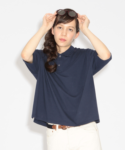 BEAMS BOY(ビームスボーイ)の「○BEAMS BOY / BIG ショート丈 ポロ(ポロシャツ・レディース・ライトグレー/ネイビー/ホワイト・ONE SIZE)」の3枚目の写真