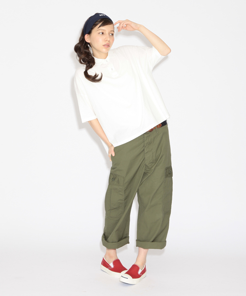 BEAMS BOY(ビームスボーイ)の「○BEAMS BOY / BIG ショート丈 ポロ(ポロシャツ・レディース・ライトグレー/ネイビー/ホワイト・ONE SIZE)」の5枚目の写真