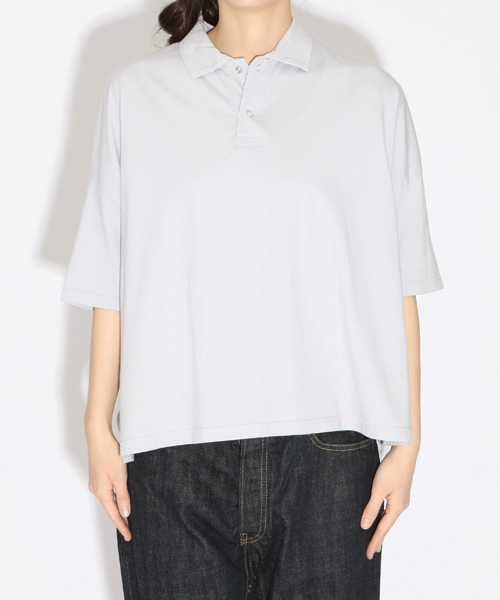 BEAMS BOY(ビームスボーイ)の「○BEAMS BOY / BIG ショート丈 ポロ(ポロシャツ・レディース・ライトグレー/ネイビー/ホワイト・ONE SIZE)」の6枚目の写真